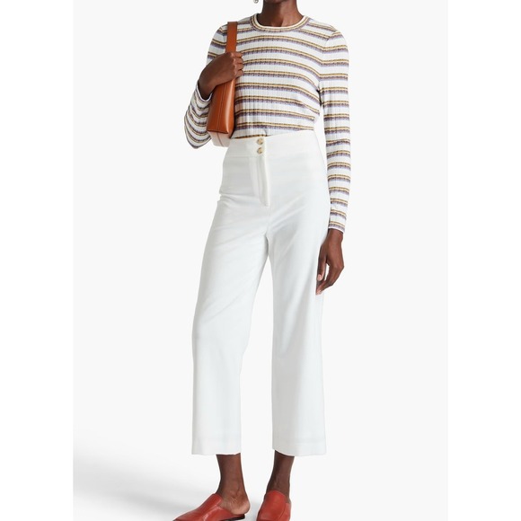 Veronica Beard Pants - Veronica Beard Jeanne Grain de Poudre Wide Leg White Pants Size 8